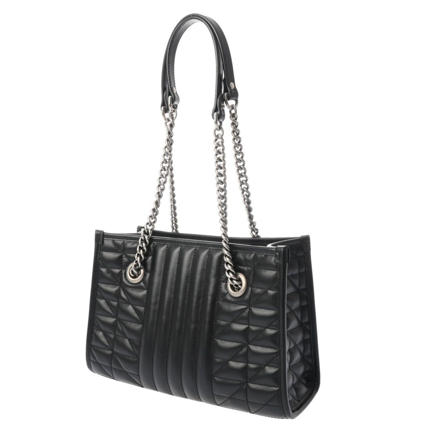 Gucci Black Silver Leather Tote Bag ( )