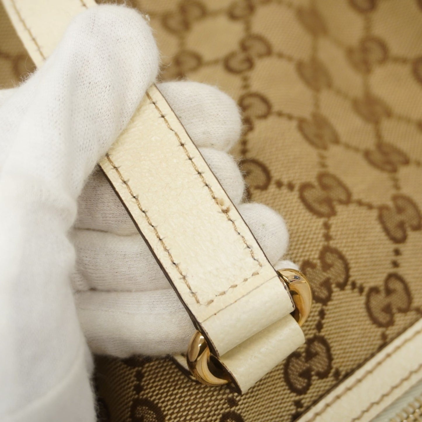 Gucci Beige Brown Canvas Handbag ( )
