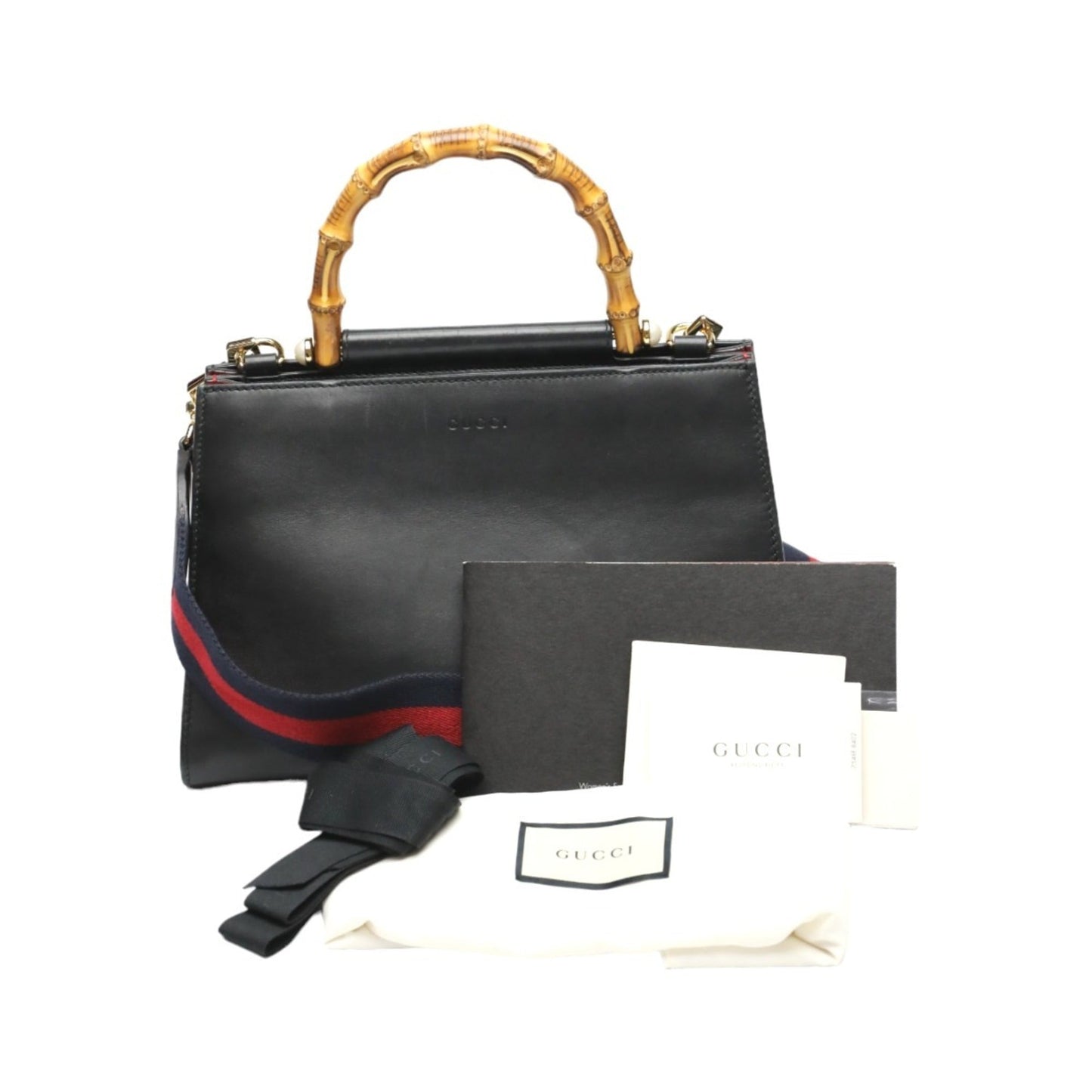 Gucci Bamboo Black Leather Handbag ( )