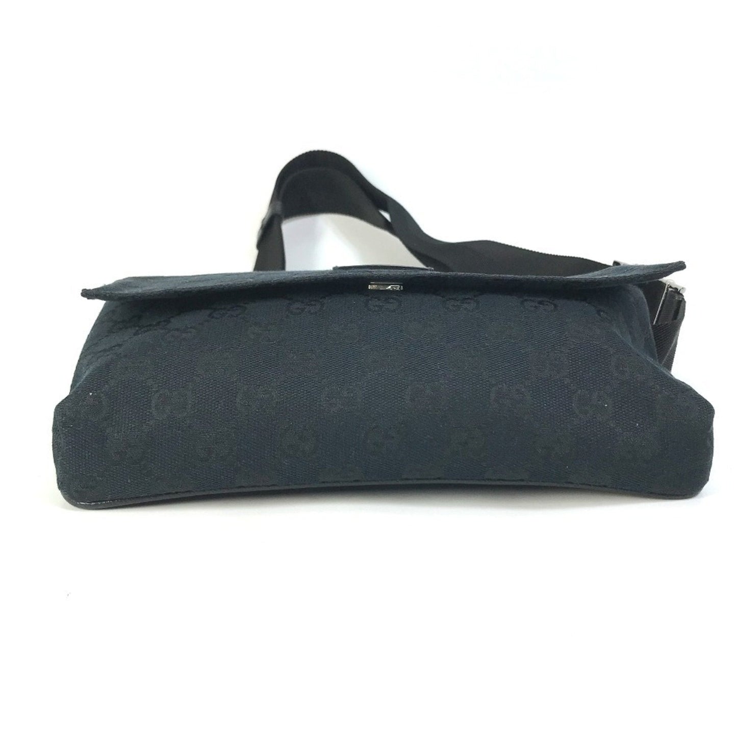 Gucci Black Gg Canvas Leather Fanny Pack ( )
