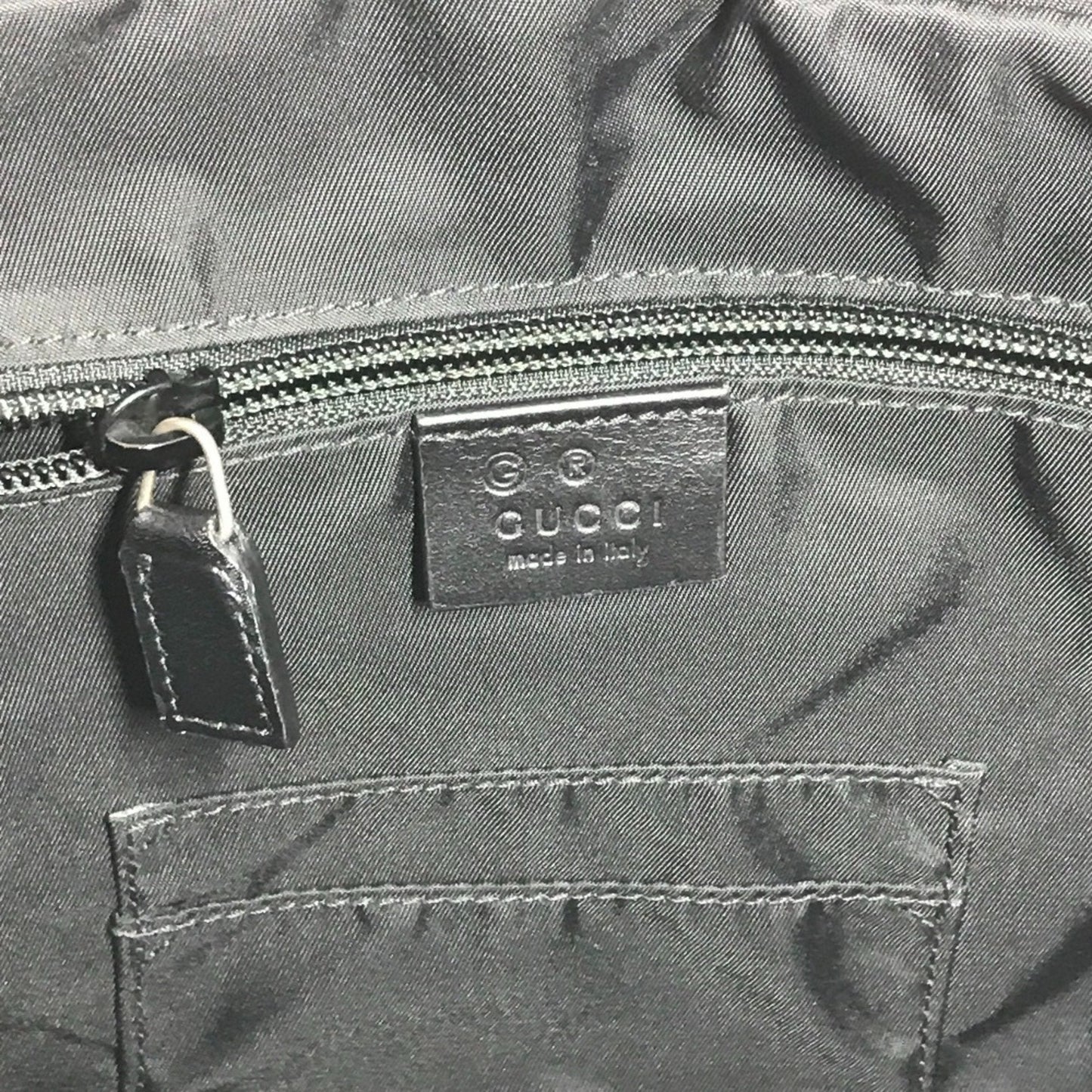 Gucci Black Leather Canvas Handbag Shoulder Bag Tote Bag ( )