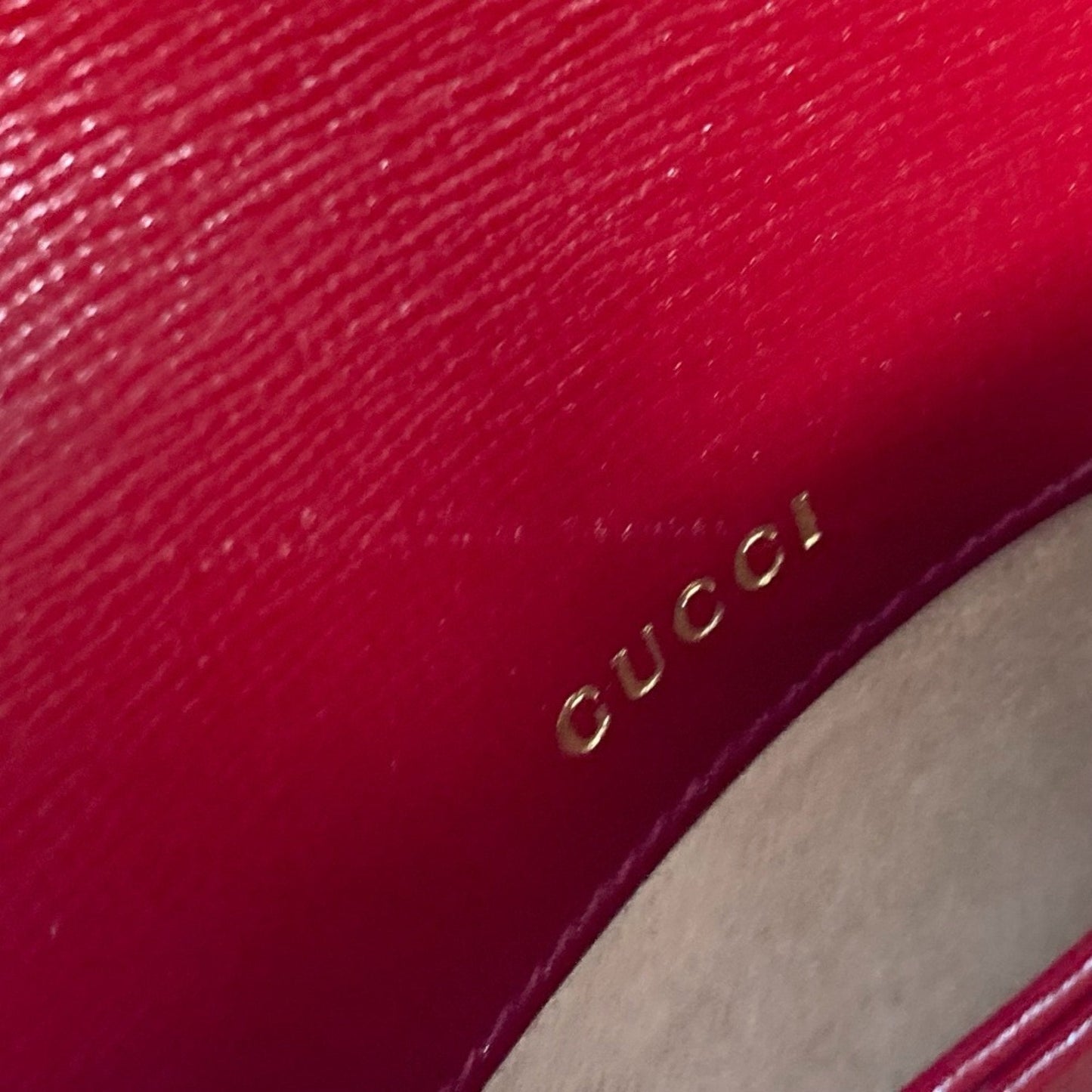 Gucci Beige Red Color Gg Supreme Leather Shoulder Bag ( )