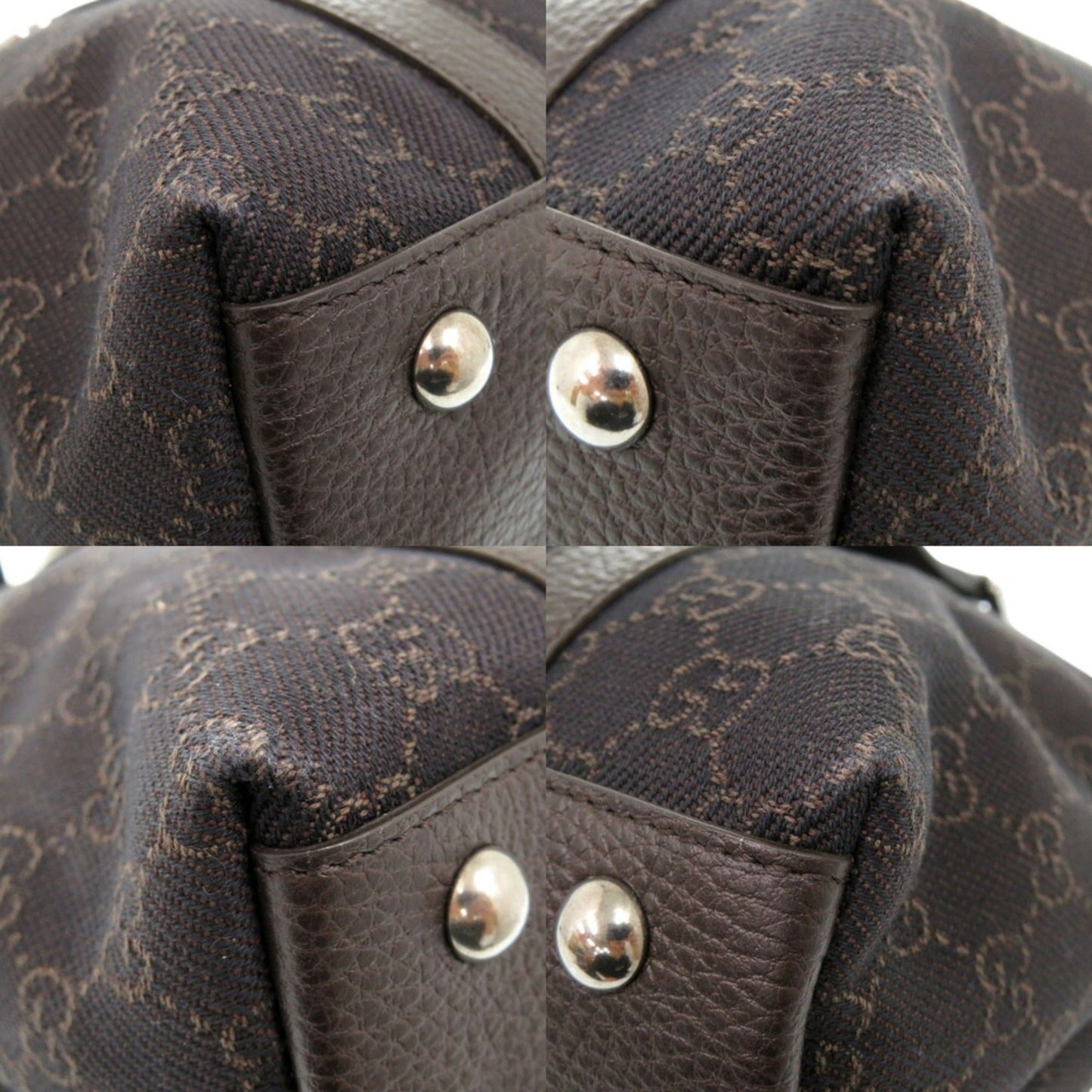 Gucci Dark Brown Canvas Leather Tote Bag ( )