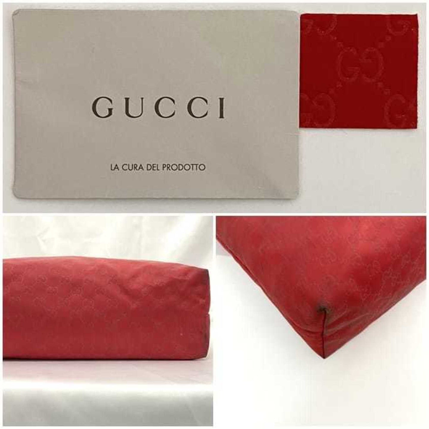 Gucci Red Color Nylon Leather Tote Bag ( )