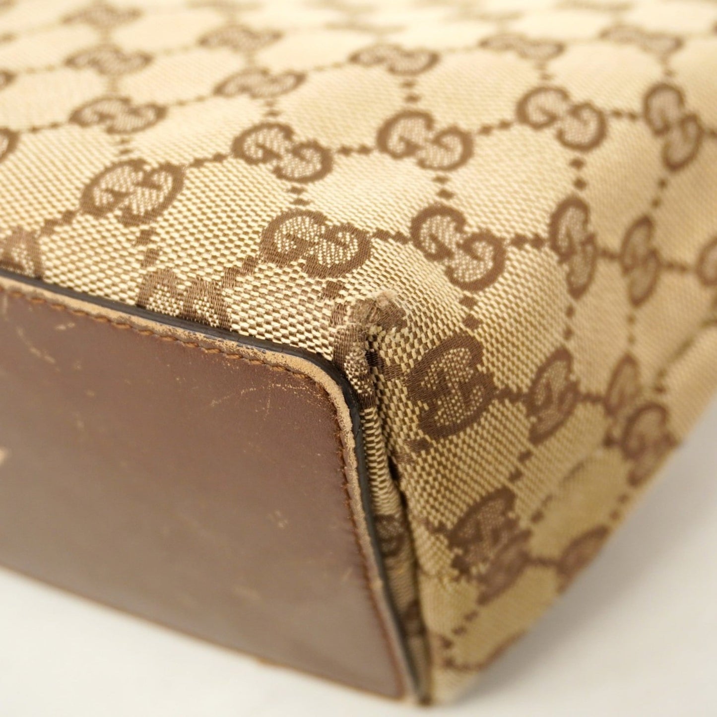 Gucci Beige Brown Canvas Tote Bag ( )