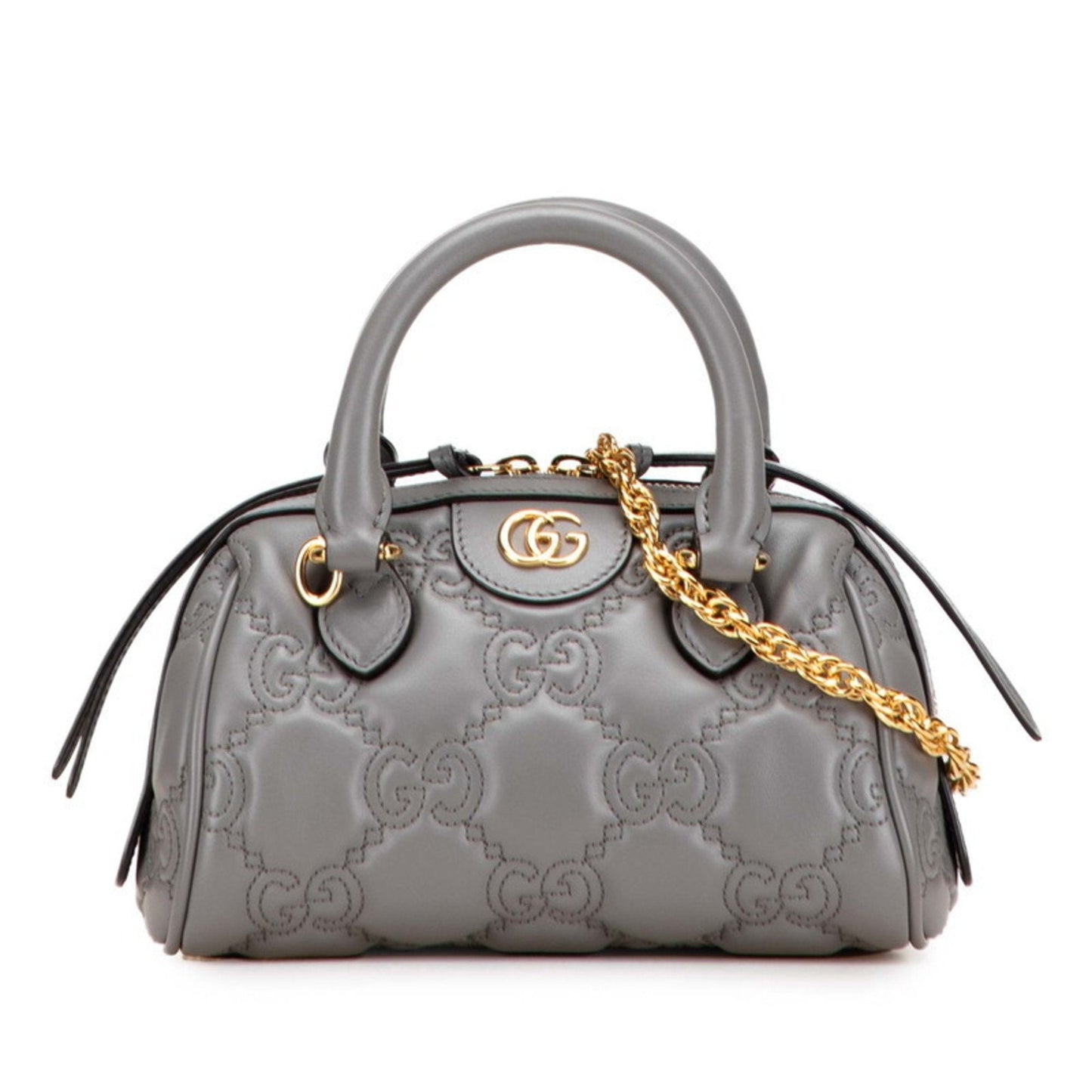 Gucci Gray Leather Boston Bag Shoulder Bag ( )