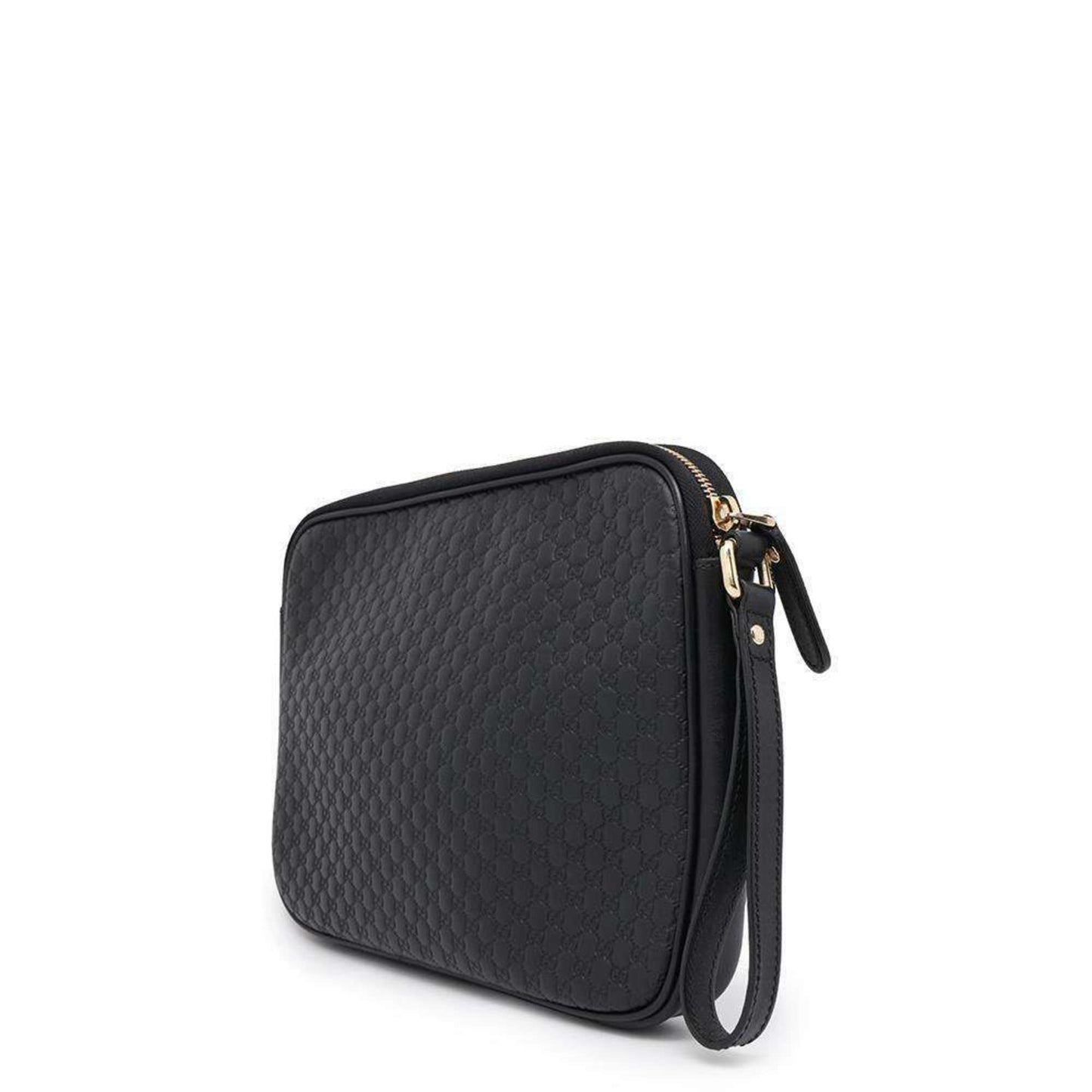 Gucci Black Champagne Gold Leather Clutch Bag