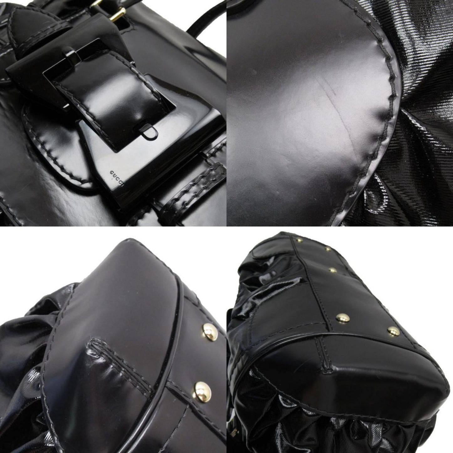 Gucci Black Coated Canvas Pvc Leather Handbag