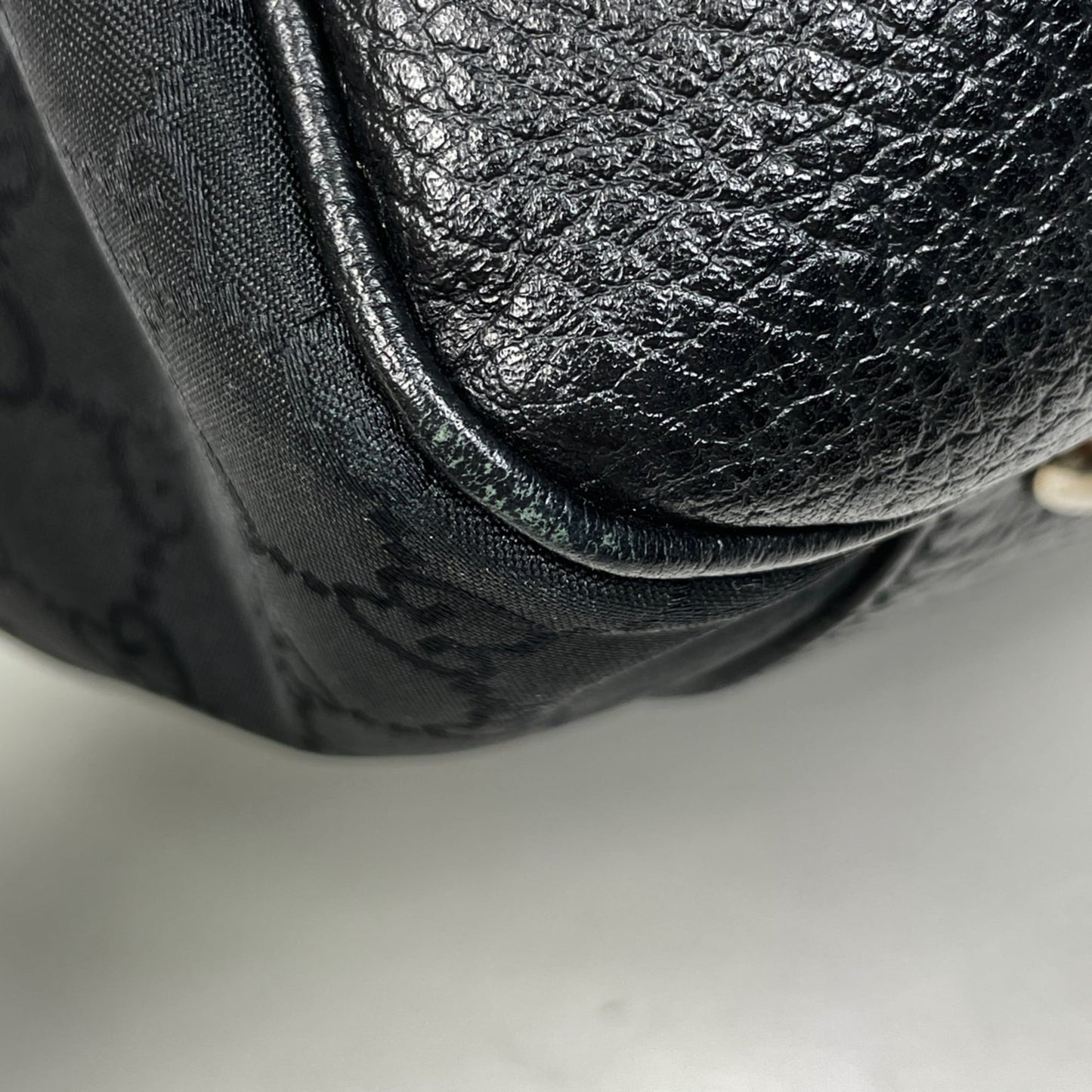 Gucci Sherry Line Black Nylon Leather Shoulder Bag Tote Bag ( )