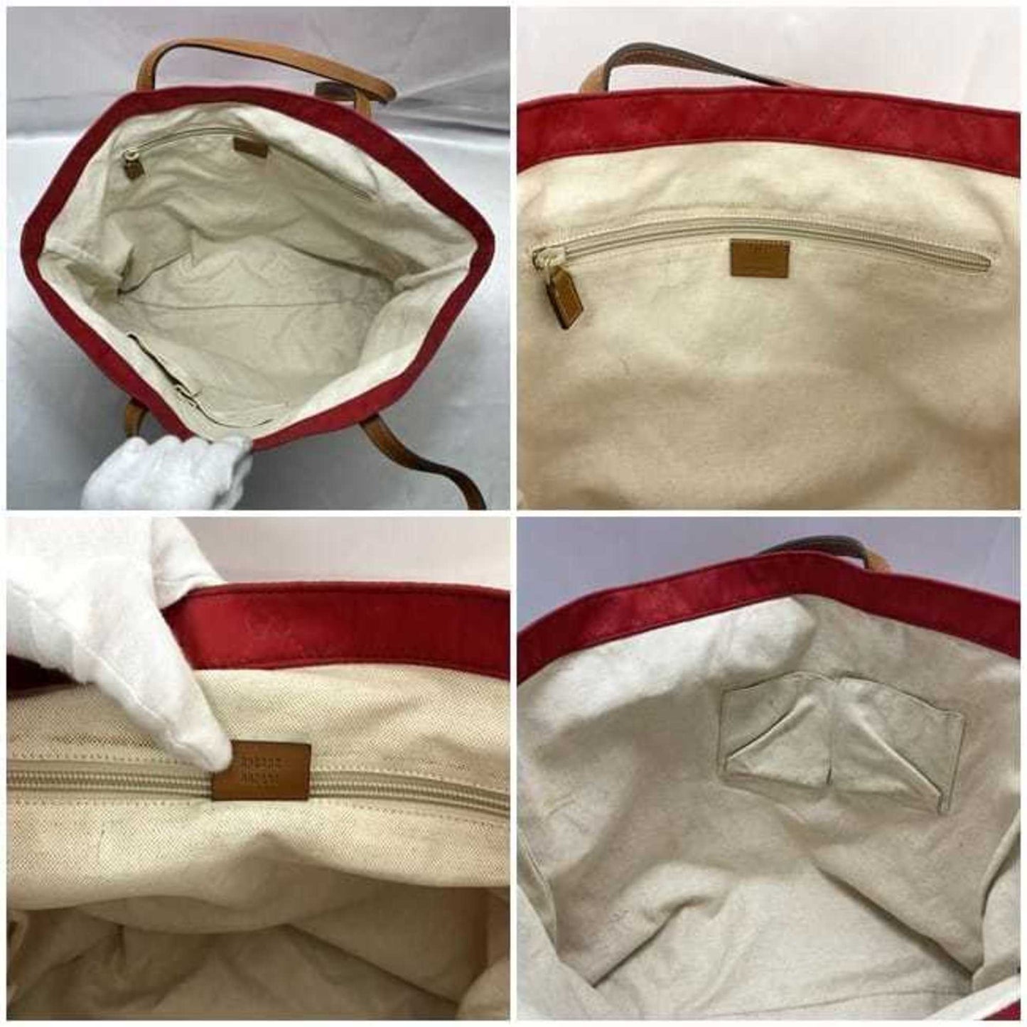 Gucci Red Color Nylon Leather Tote Bag ( )