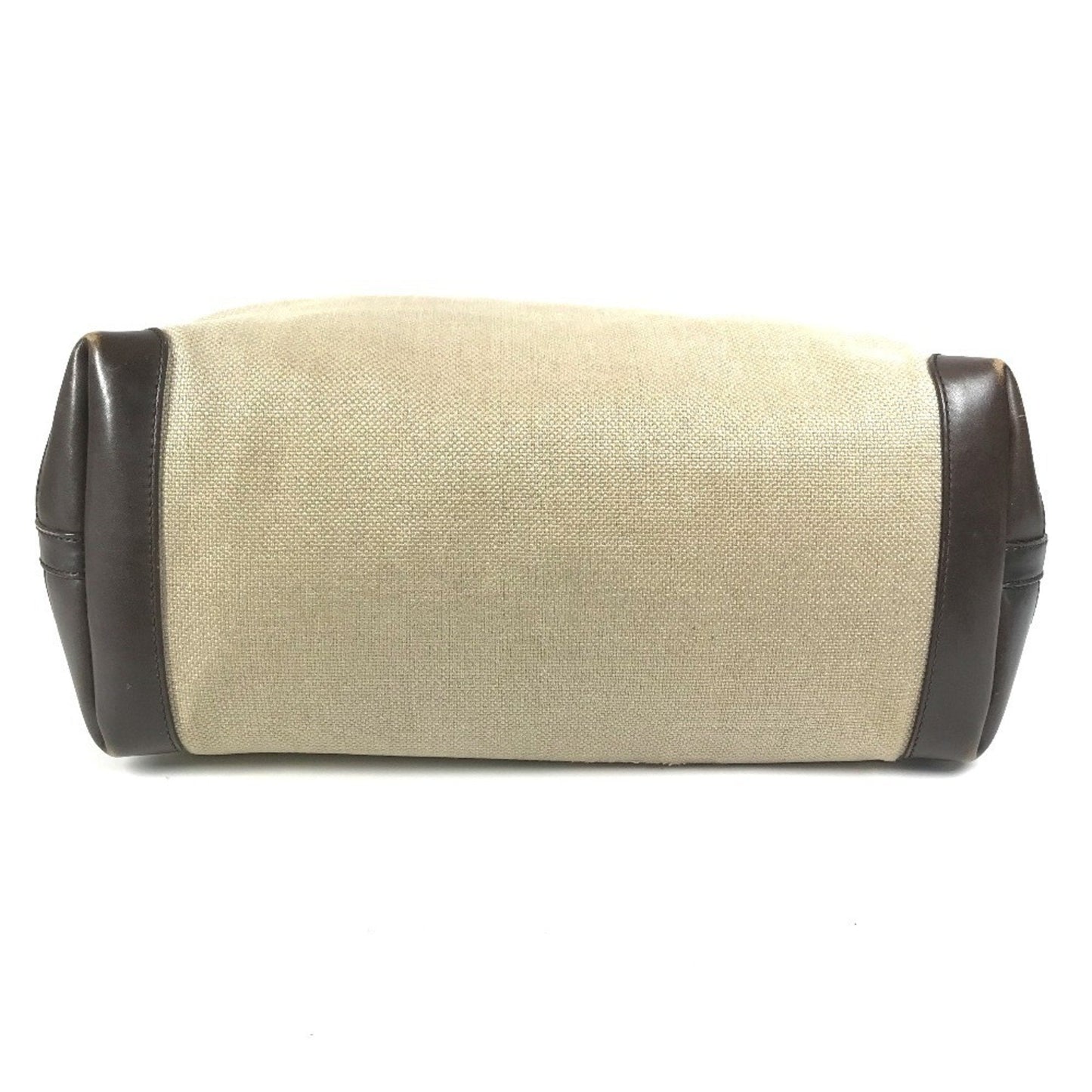 Gucci Beige Brown Leather Canvas Boston Bag Pouch Shoulder Bag Tote Bag ( )