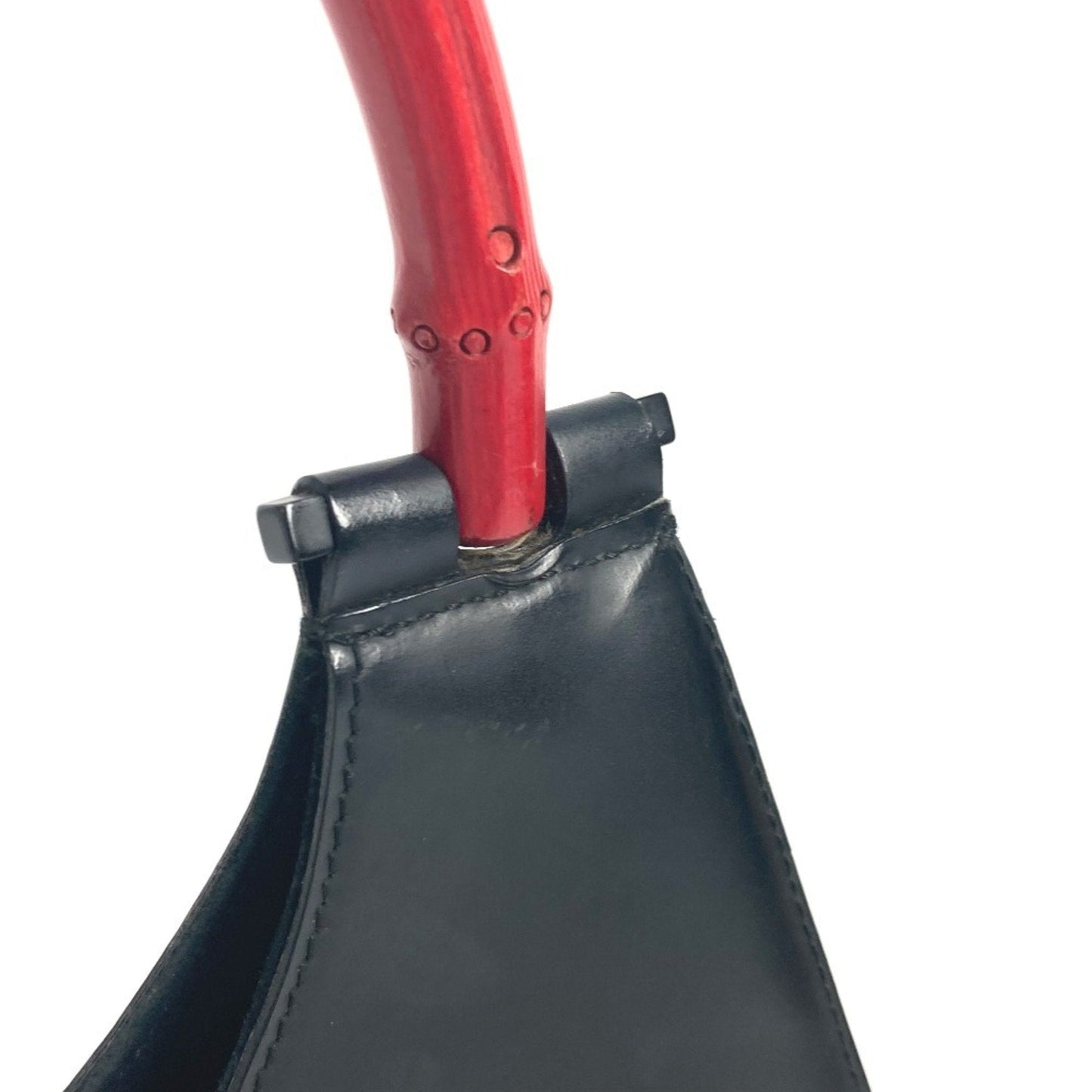 Gucci Black Red Color Leather Handbag Shoulder Bag ( )