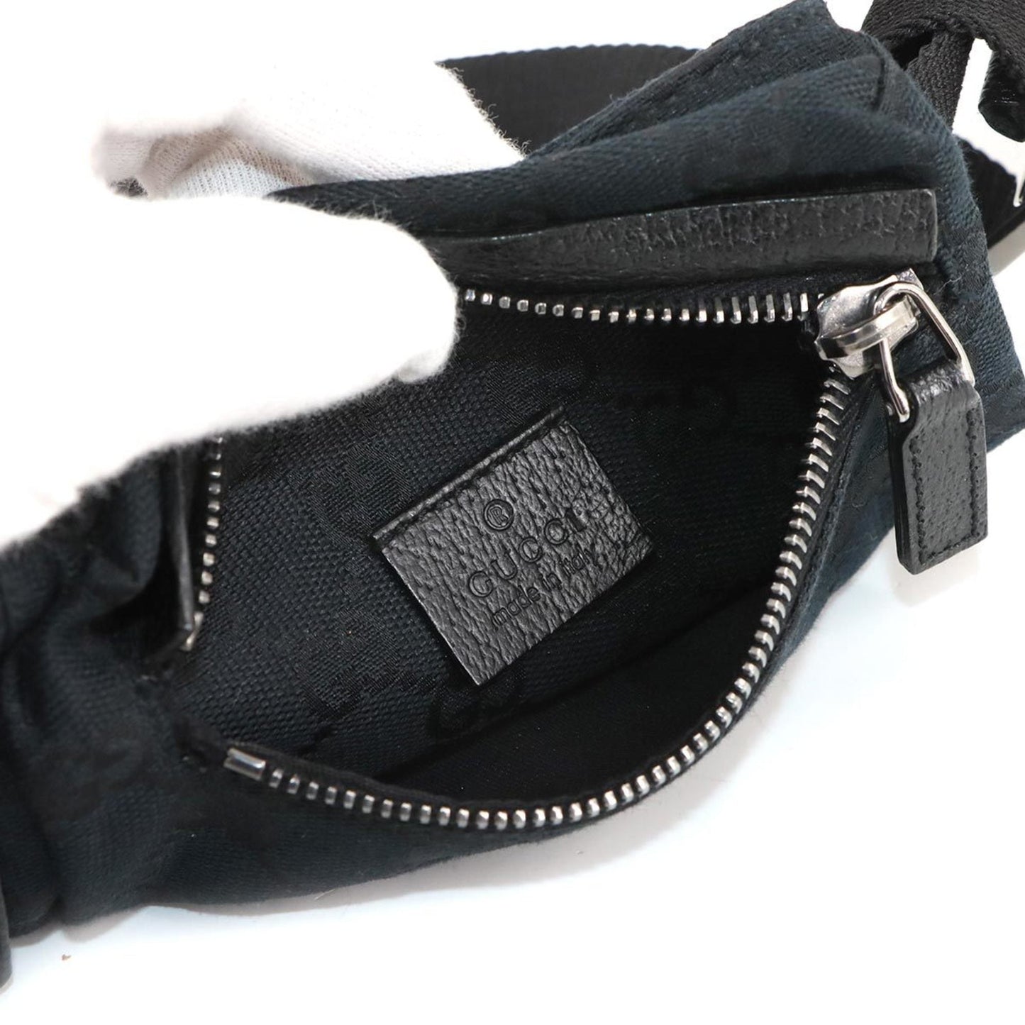 Gucci Black Gg Canvas Leather Fanny Pack ( )