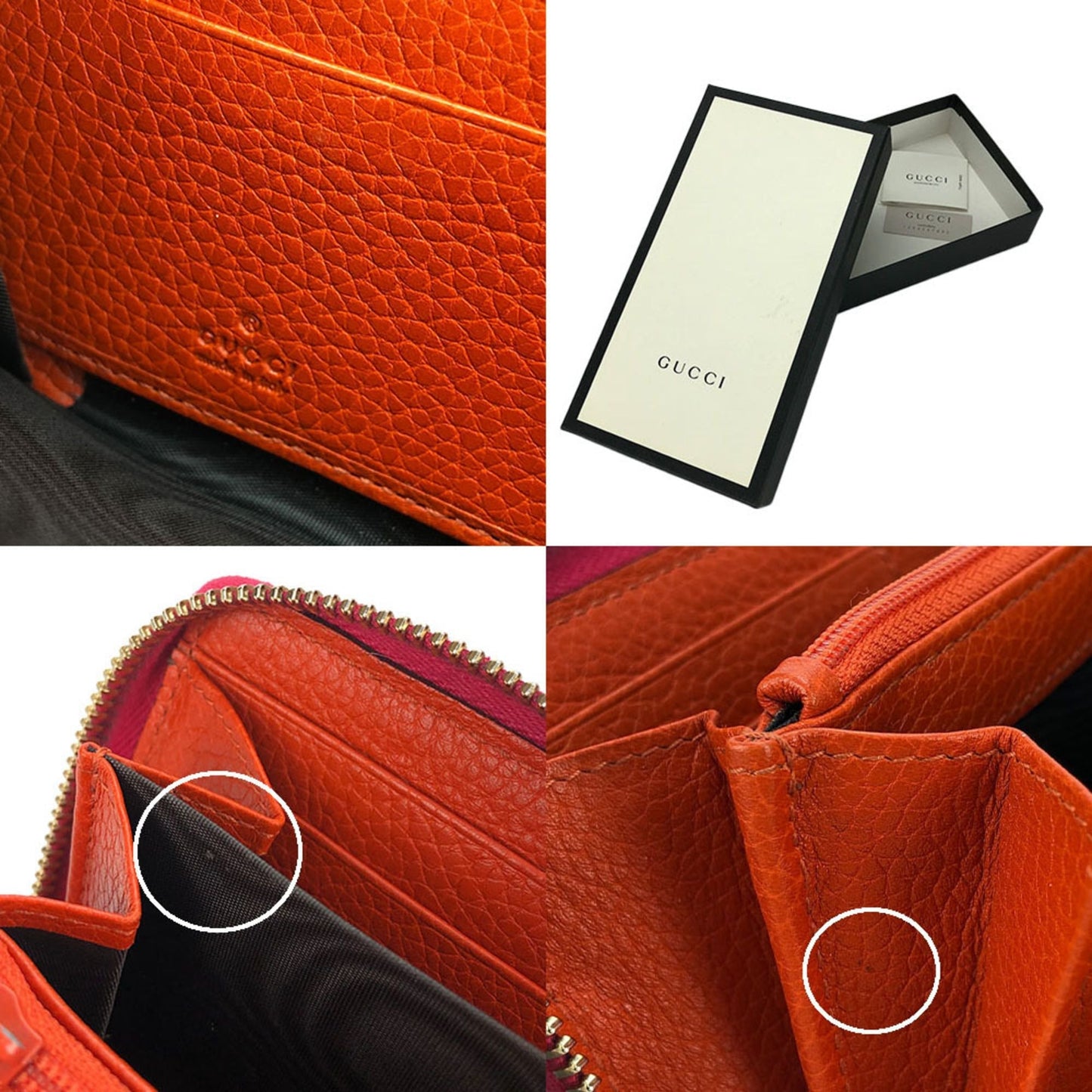 Gucci Bamboo Orange Pink Leather Long Wallet (Bi-Fold) ( )