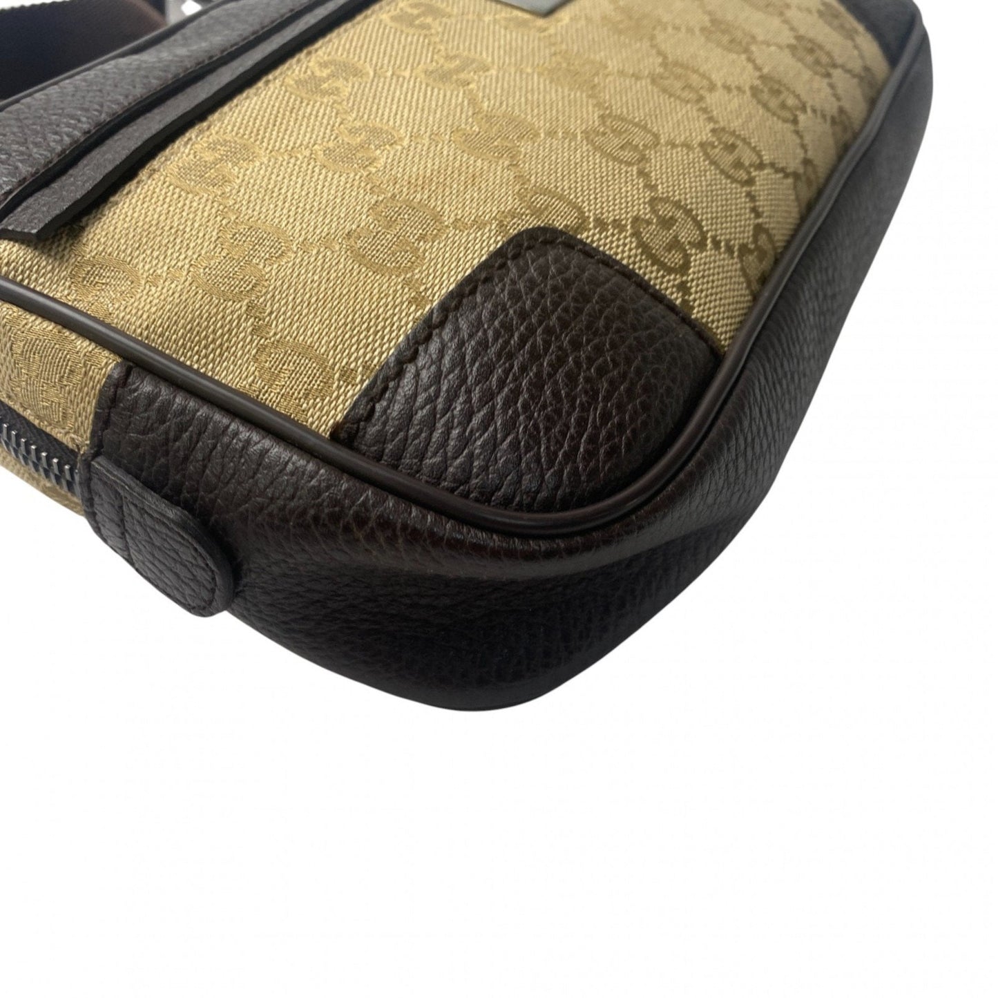 Gucci Brown Canvas Leather Pouch Sling Bag ( )