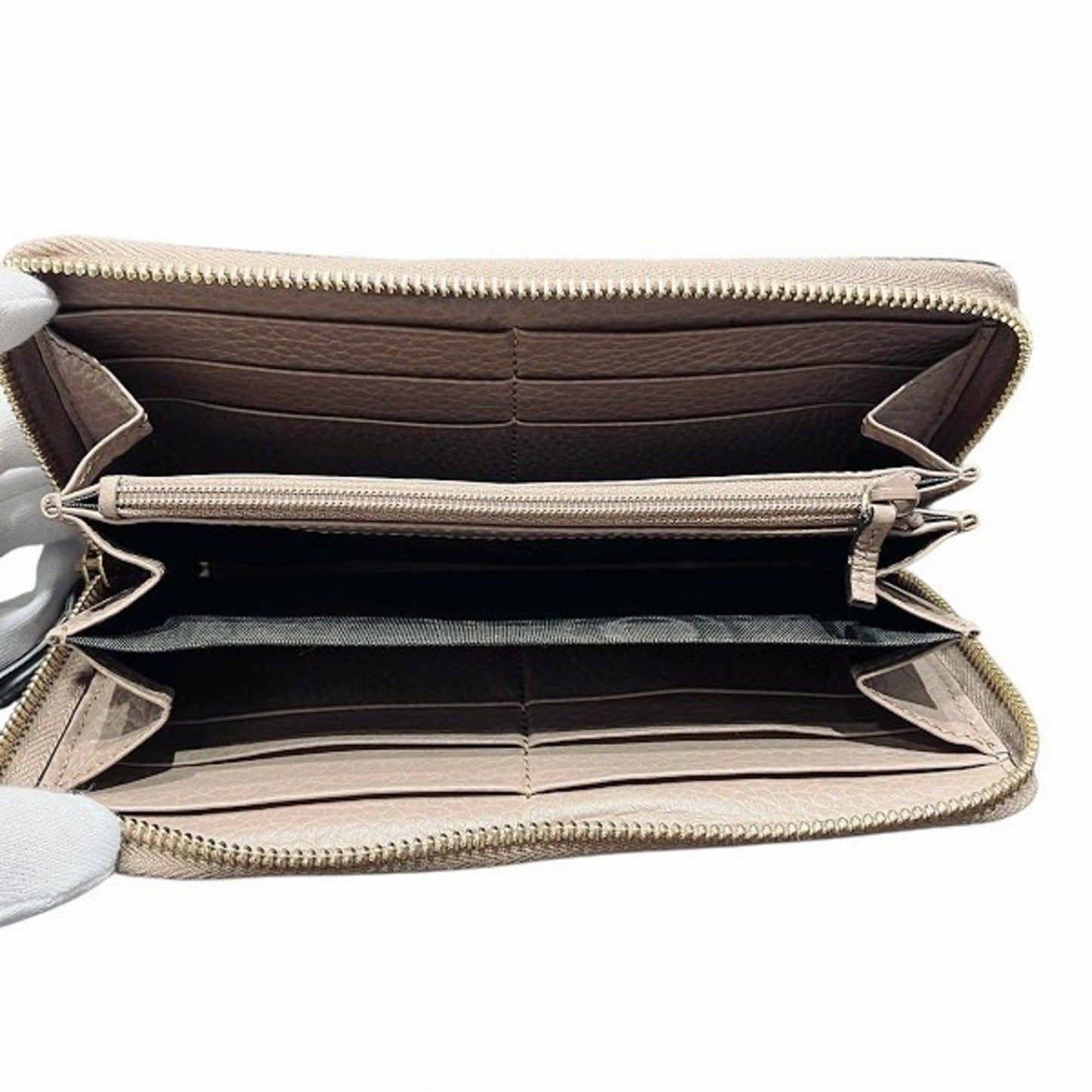 Gucci Beige Pink Beige Canvas Leather Long Wallet (Bi-Fold) ( )