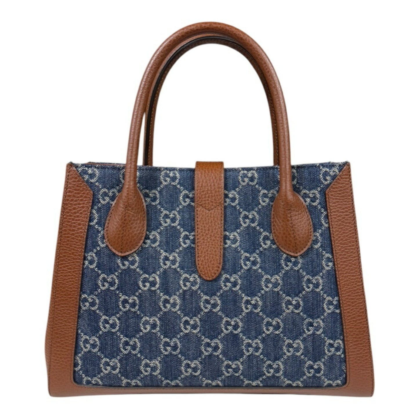 Gucci Blue Brown Denim Leather Shoulder Bag ( )