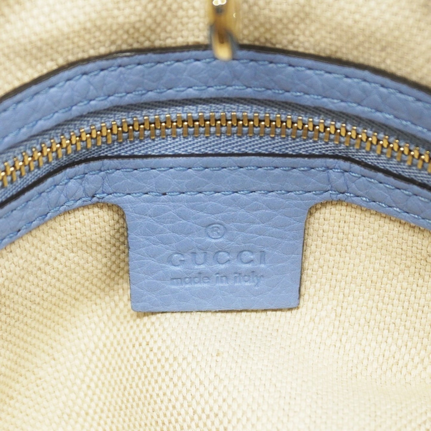 Gucci Beige Sky Blue Canvas Tote Bag ( )