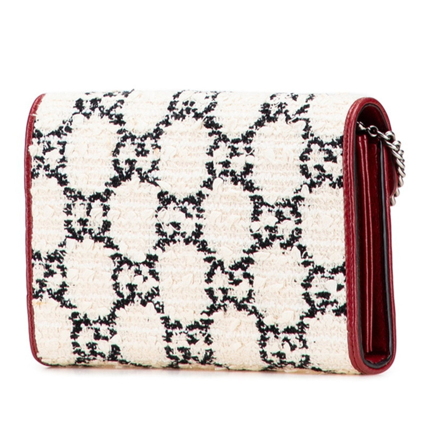 Gucci Red Color White Tweed Leather Shoulder Bag ( )