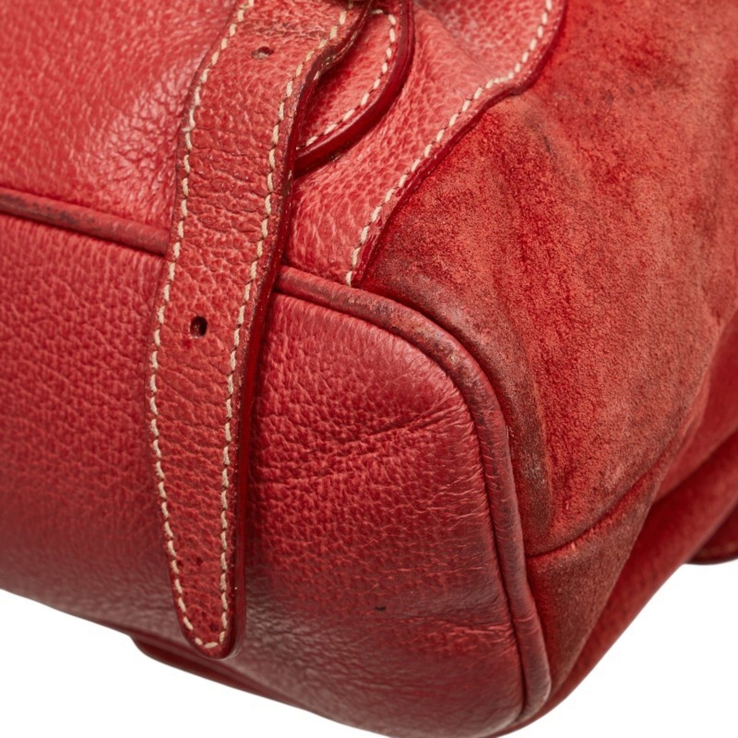 Gucci Red Brown Bamboo Leather Backpack ( )