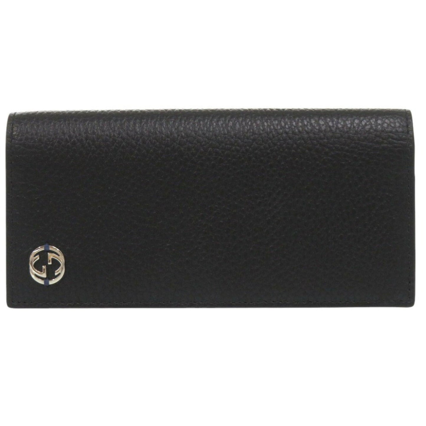 Gucci Black Blue Leather Long Wallet (Bi-Fold)