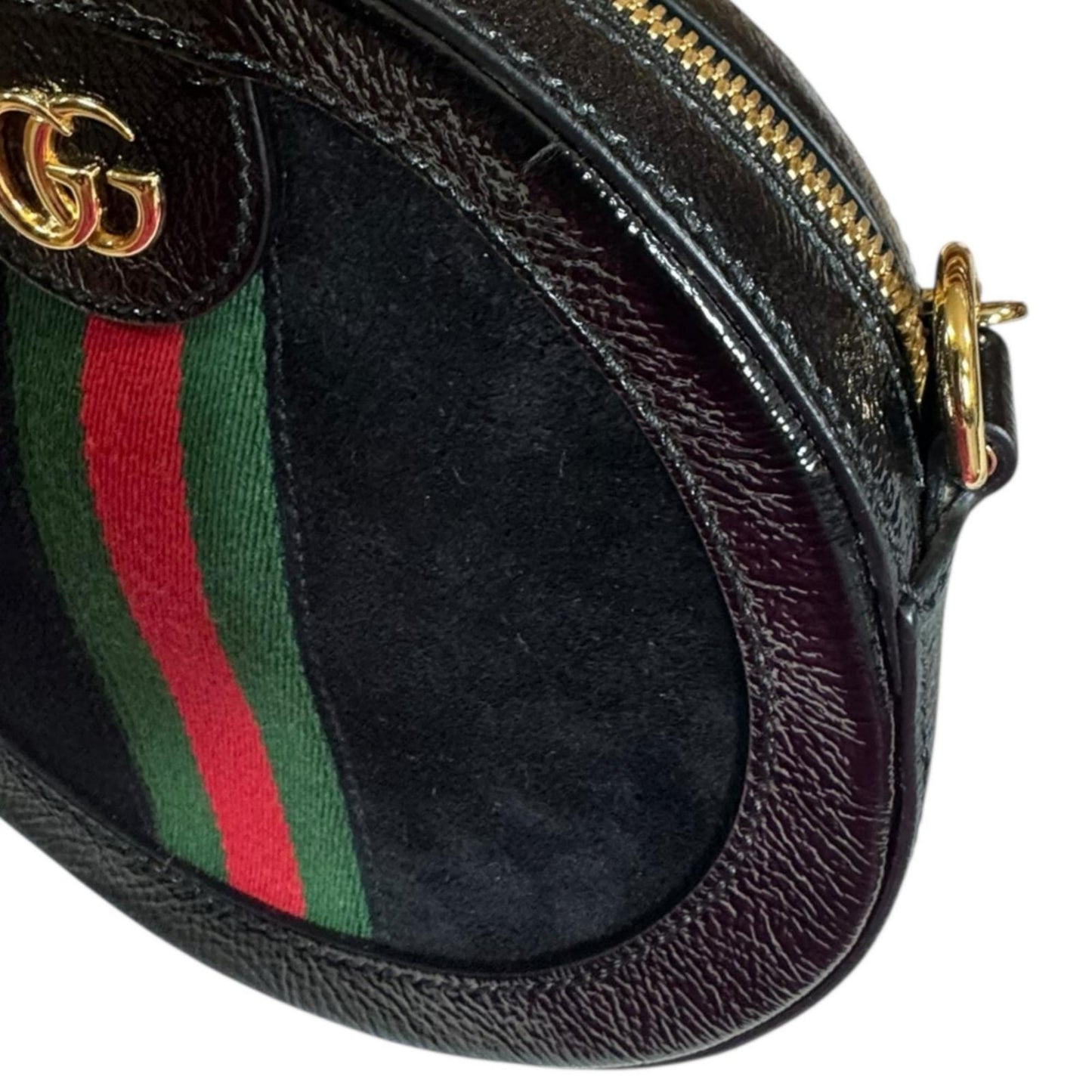 Gucci Black Patent Leather Suede Shoulder Bag ( )