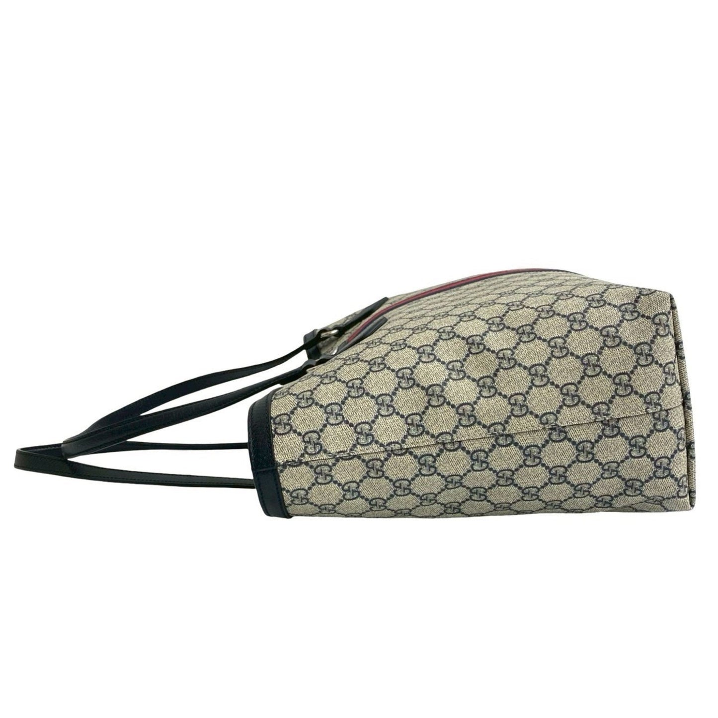 Gucci Navy Red Color Leather Pvc Handbag Shoulder Bag Tote Bag ( )