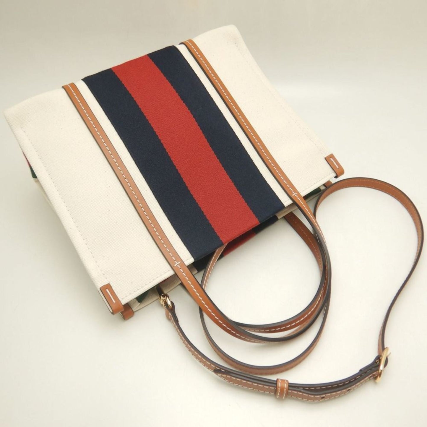Gucci Brown Ivory Canvas Tote Bag ( )