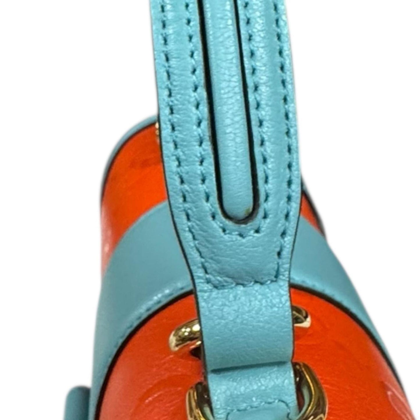 Gucci Light Blue Orange Leather Shoulder Bag ( )