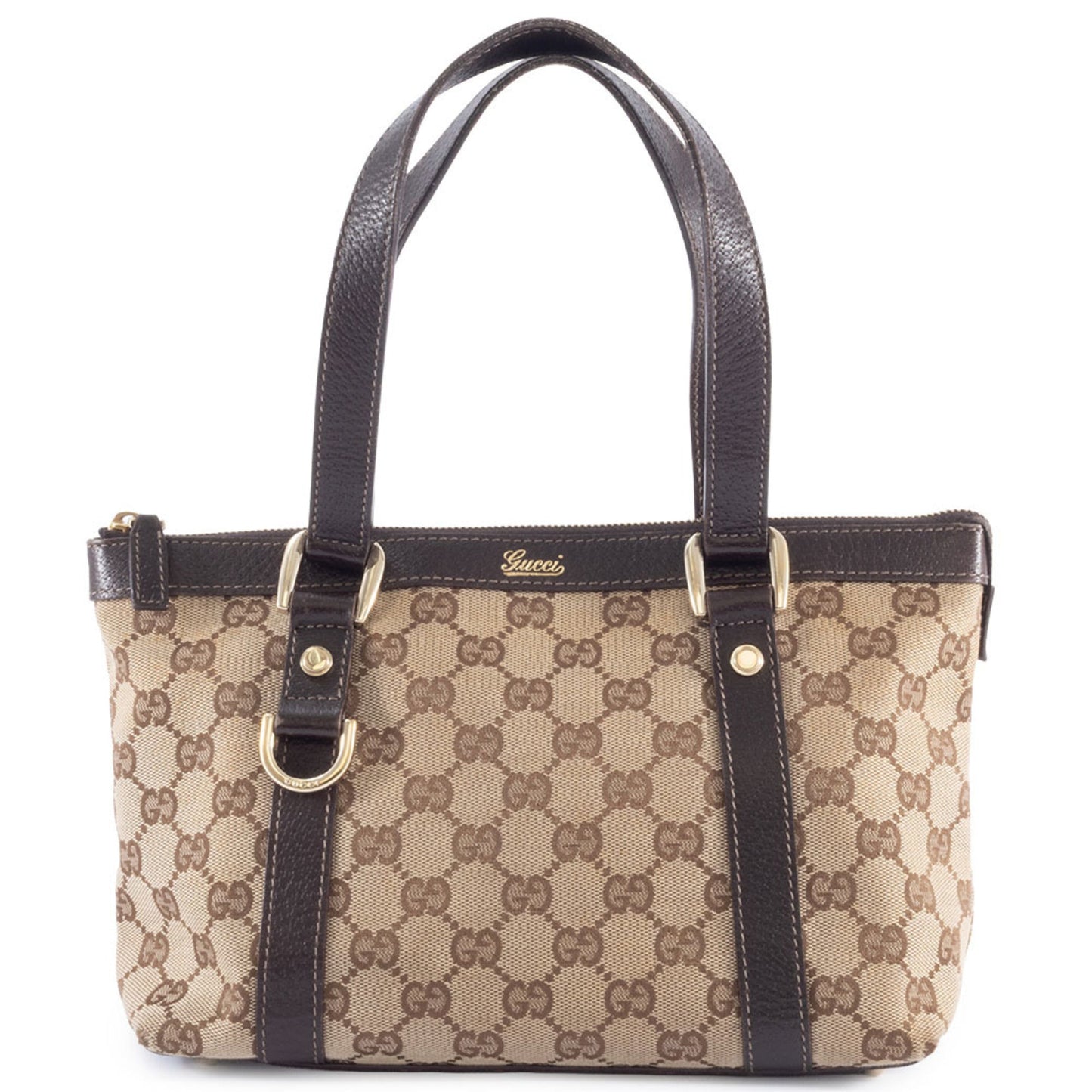 Gucci Gg Canvas Beige Brown Gg Canvas Leather Tote Bag ( )