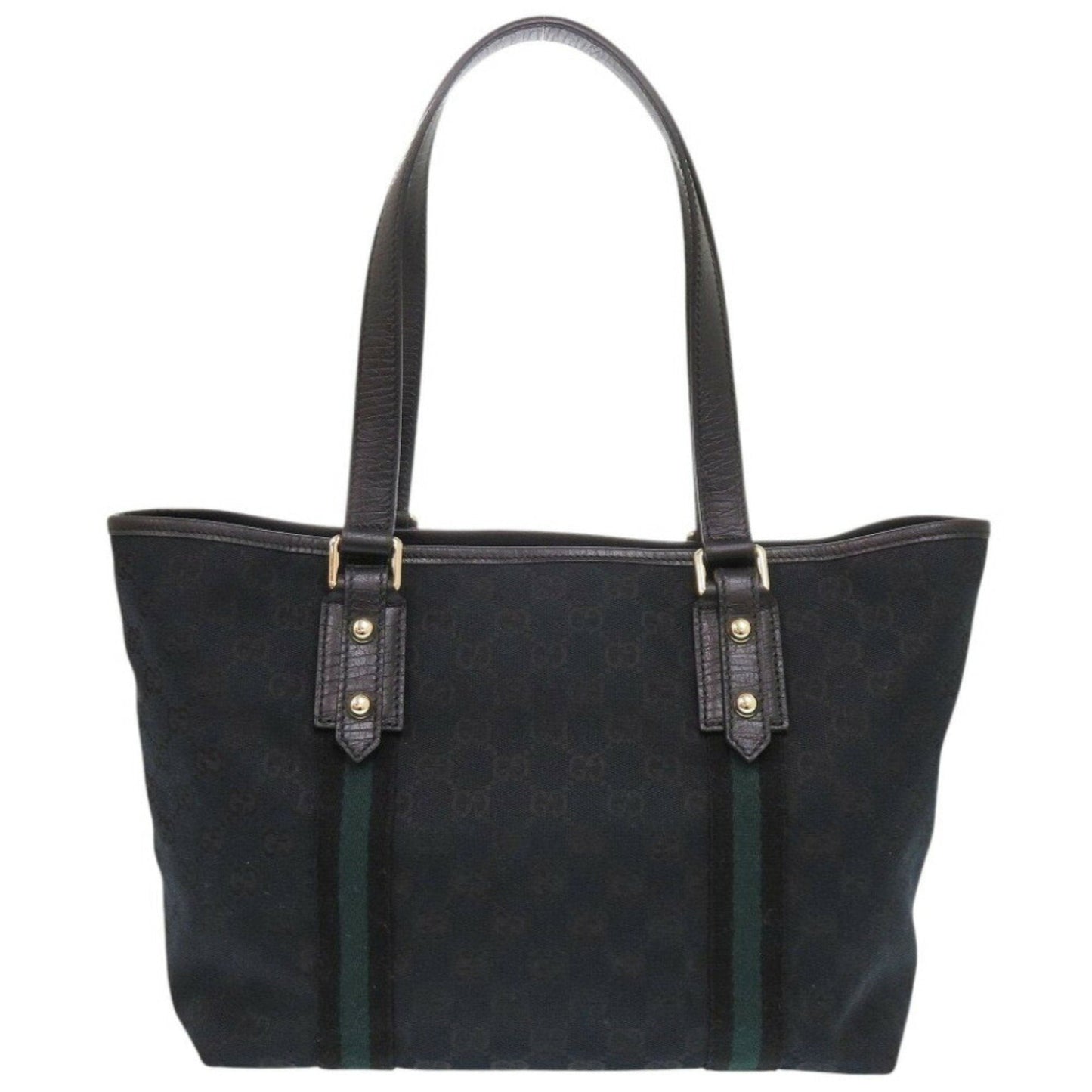 Gucci Black Green Canvas Tote Bag ( )