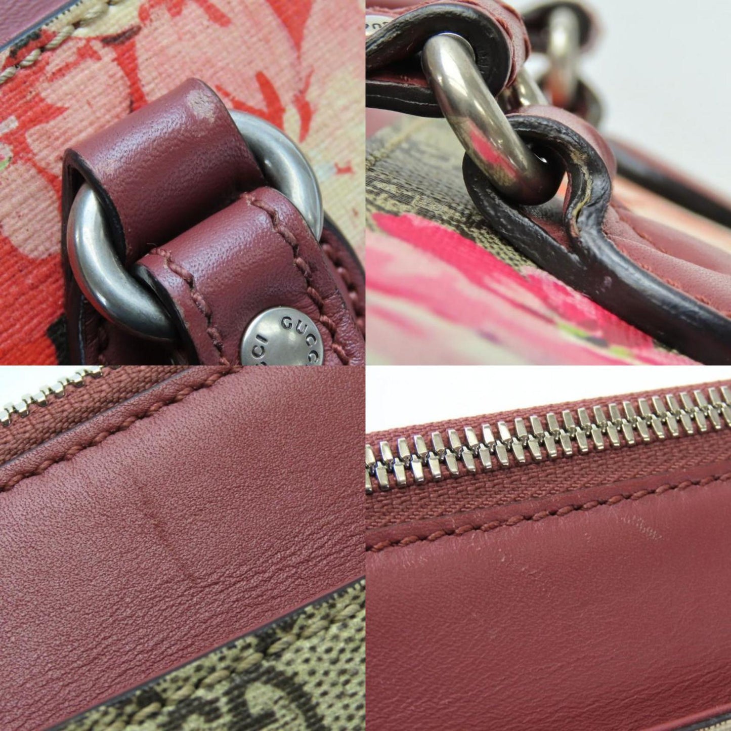 Gucci Gg Blooms Beige Pink Red Color Gg Supreme Handbag ( )
