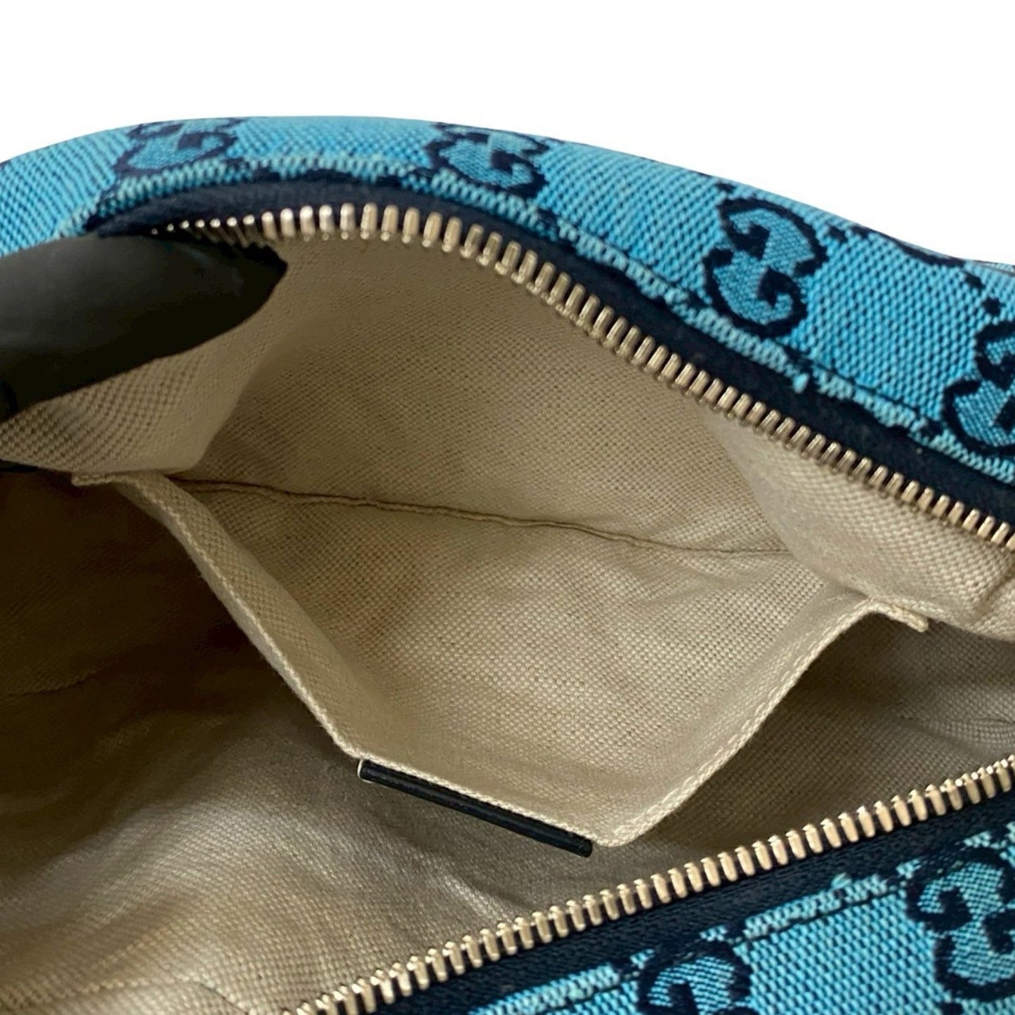 Gucci Blue Navy Canvas Leather Pochette Shoulder Bag ( )