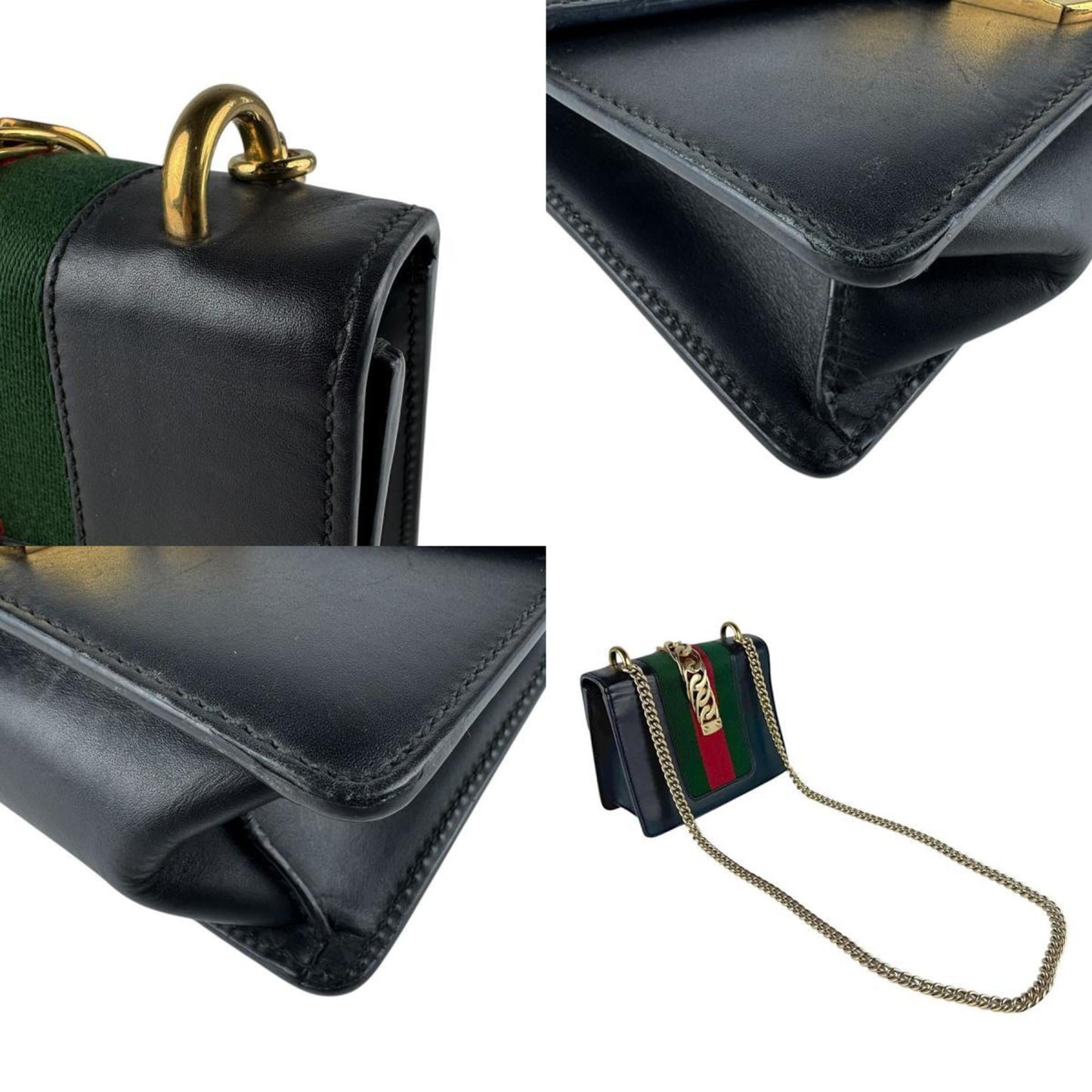 Gucci Black Leather Metal Shoulder Bag ( )