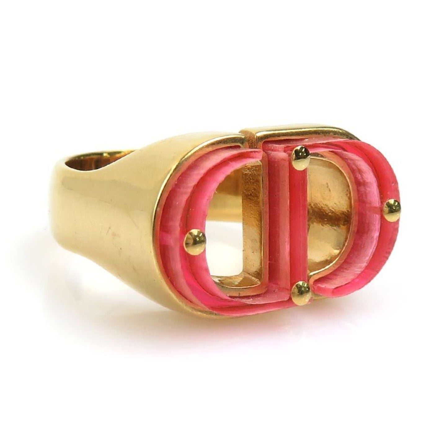 Christian Dior Gold Pink Metal Band Ring ()