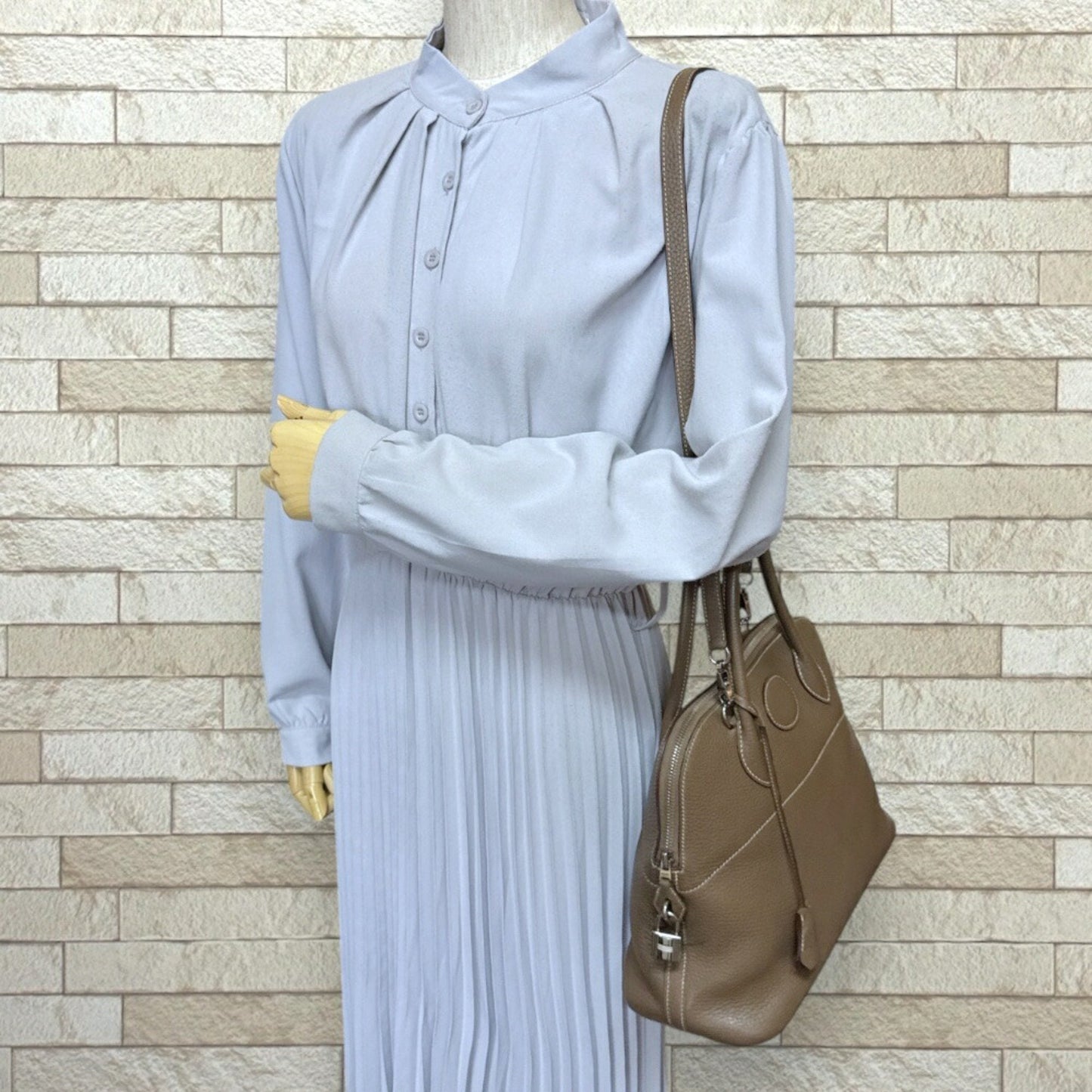 Hermes Etoupe Gray Gray Taurillon Clemence Leather Shoulder Bag ( )