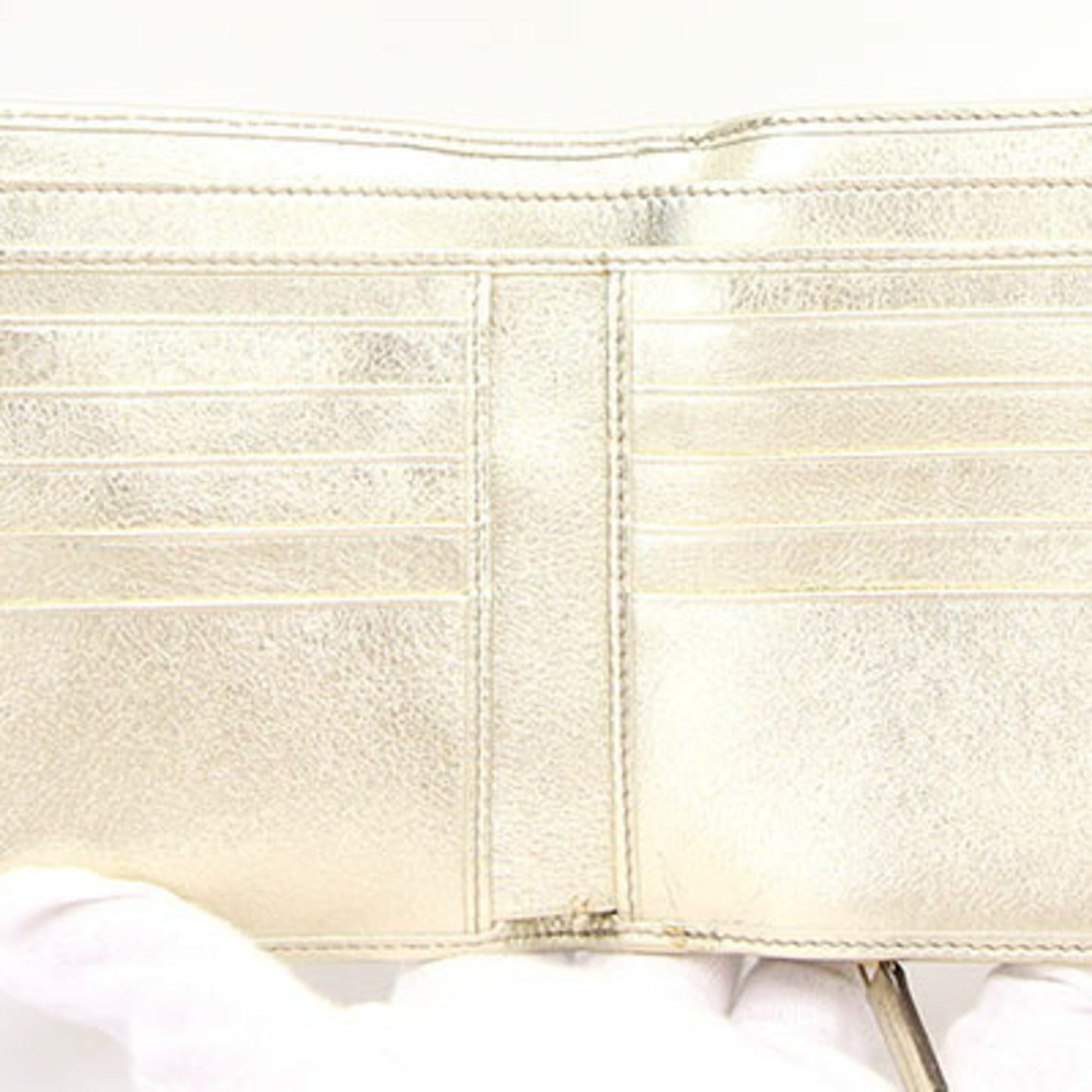 Gucci Folio Wallet GG Canvas 154255 Beige Gold Leather Women's Round Gucci