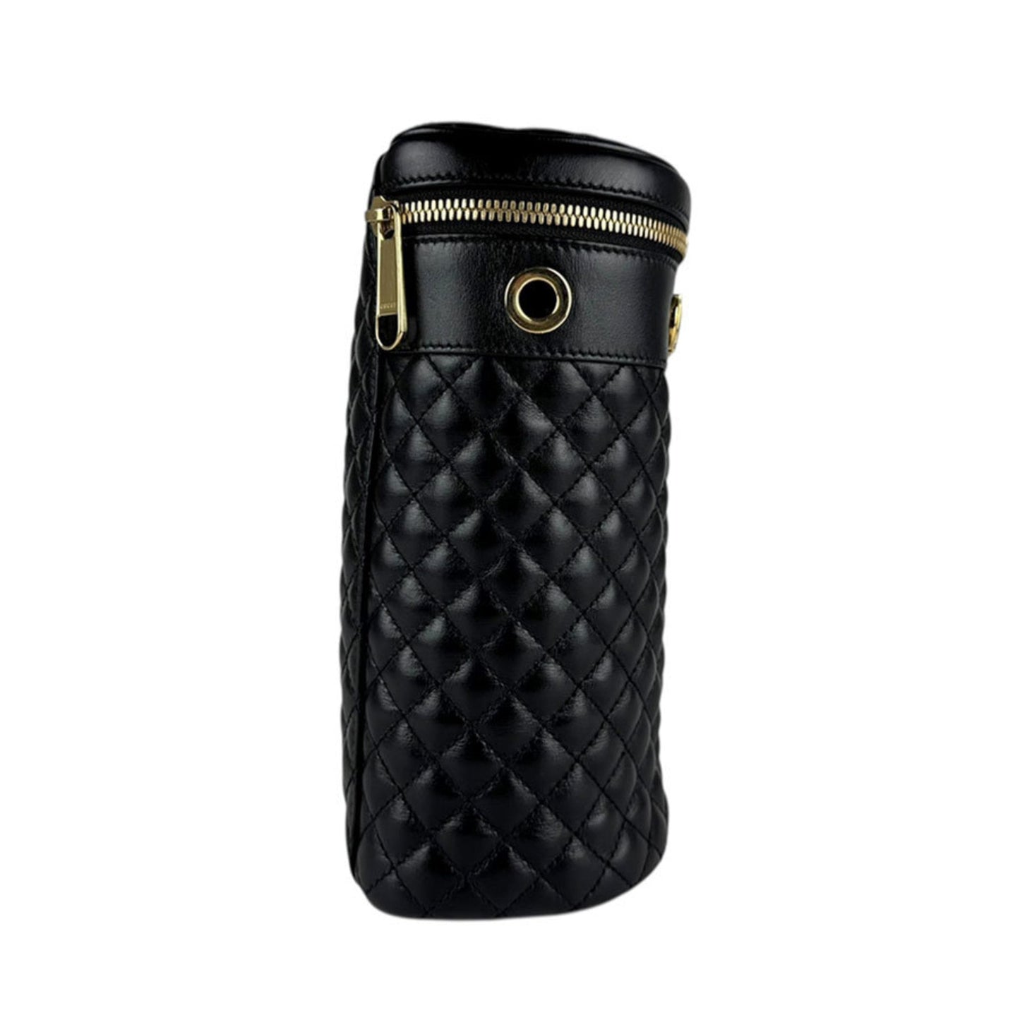 Gucci Black Gold Leather Metal Shoulder Bag ( )