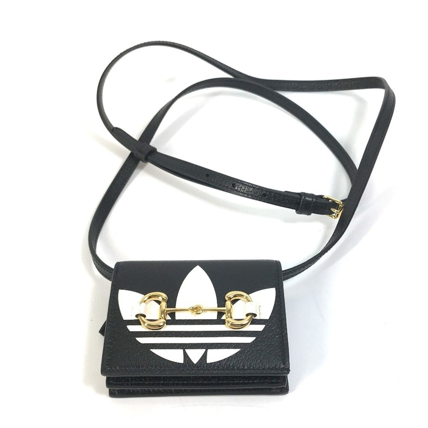 Gucci Black White Leather Chain/Shoulder Wallet ( )
