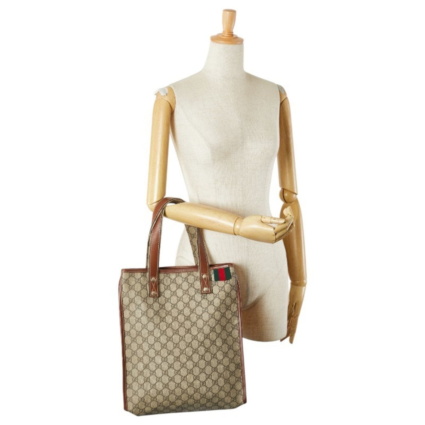 Gucci Beige Brown Pvc Leather Tote Bag ( )