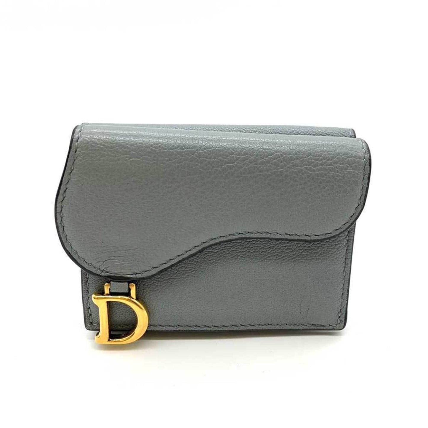 Christian Dior Gray Leather Wallet (Tri-Fold) ()