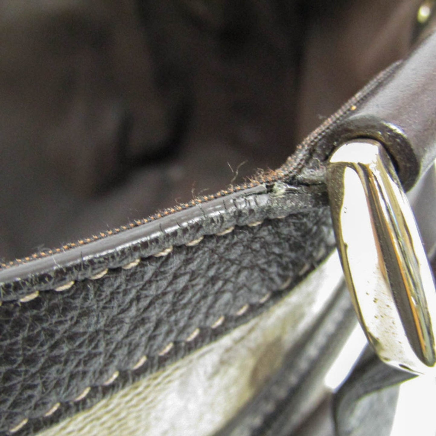 Gucci Gg Crystal Beige Dark Brown Leather Pvc Tote Bag ( )