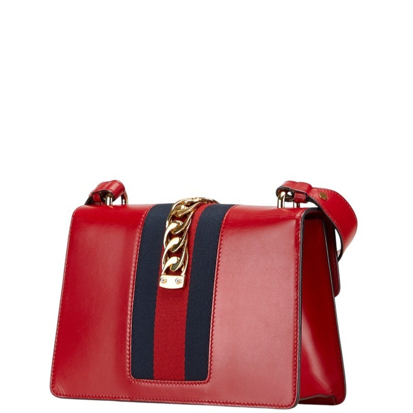 Gucci Navy Red Color Leather Shoulder Bag ( )