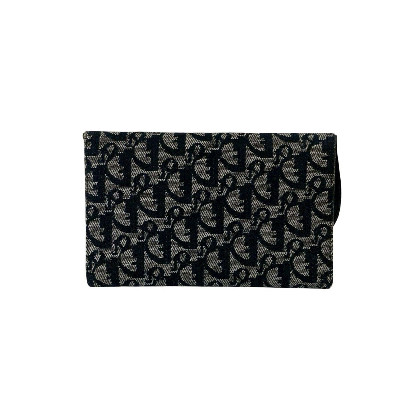 Christian Dior Black Canvas Leather Long Wallet (Tri-Fold) ()
