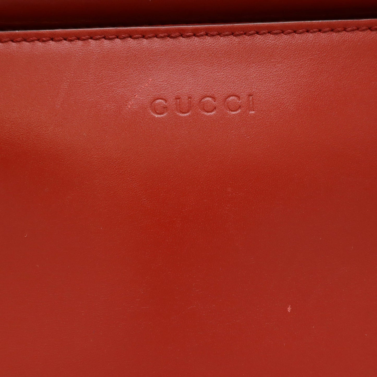 Gucci Red Color Bamboo Leather Handbag Shoulder Bag ( )