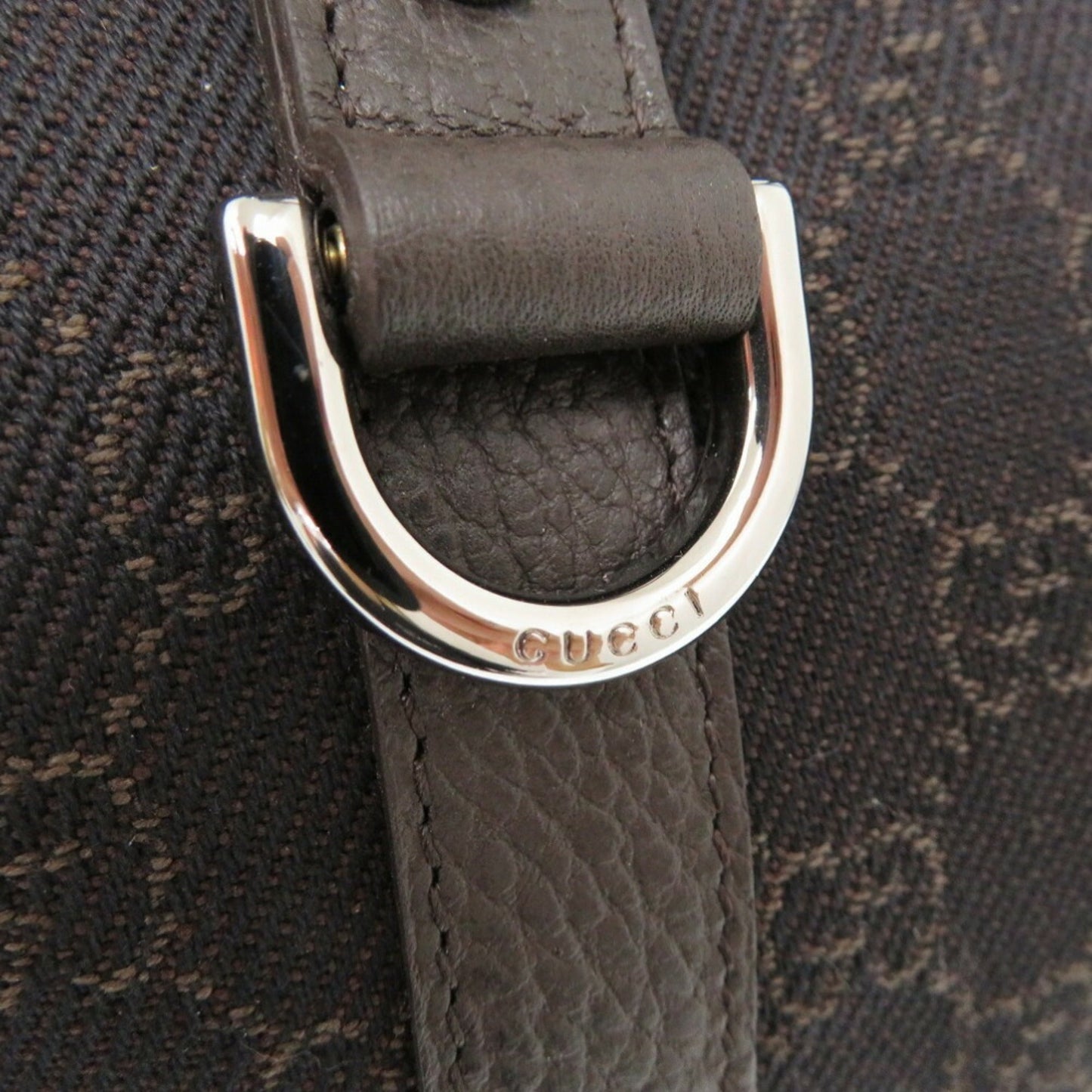Gucci Dark Brown Canvas Leather Tote Bag ( )