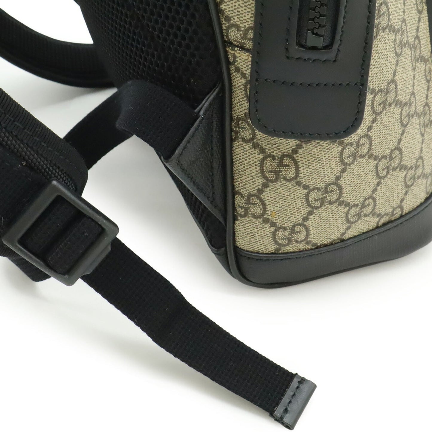 Gucci Beige Black Gg Supreme Canvas Leather Backpack ( )
