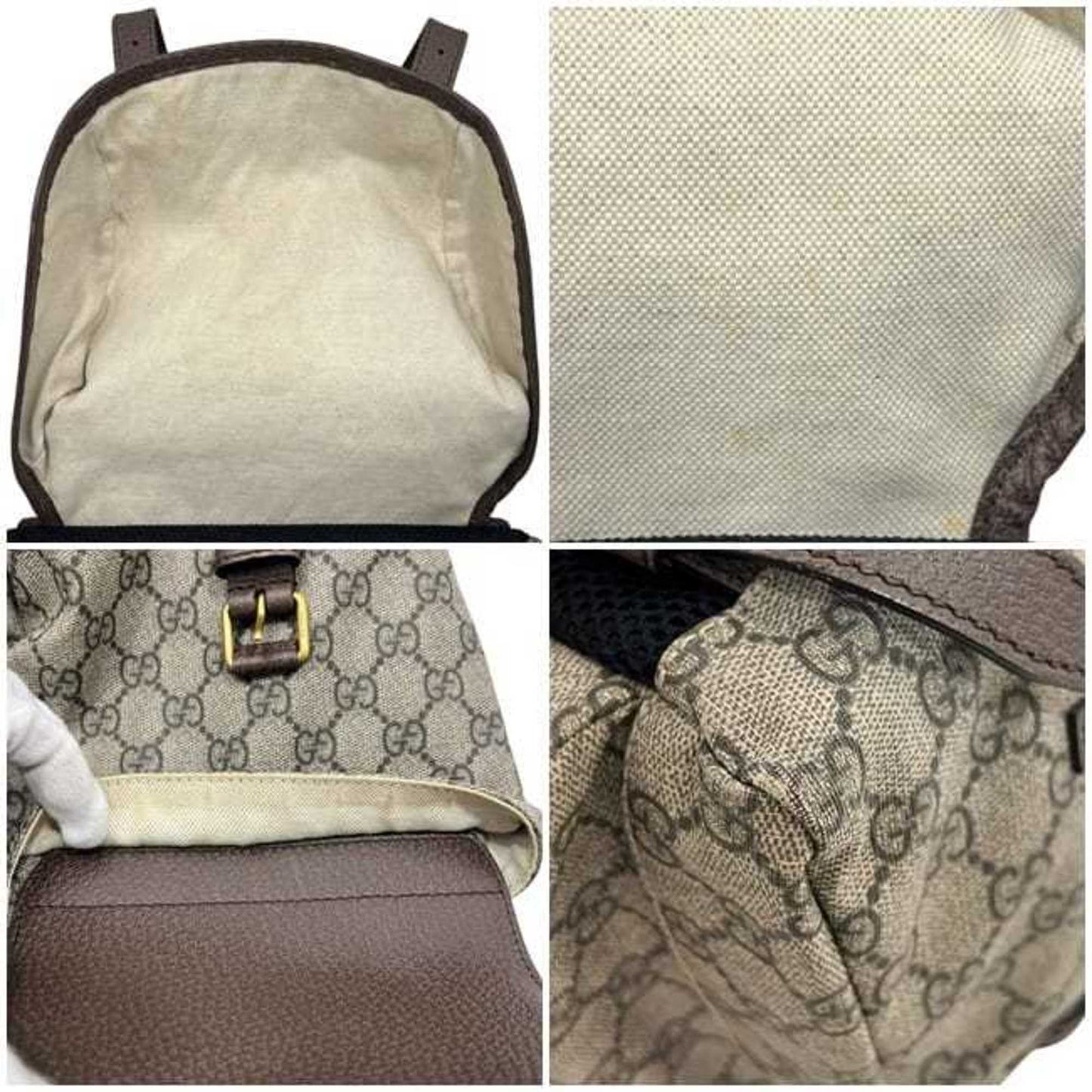 Gucci Sherry Line Beige Brown Gg Supreme Backpack ( )