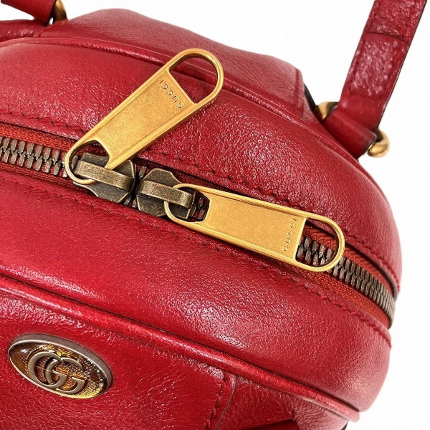Gucci Red Color Leather Handbag Shoulder Bag
