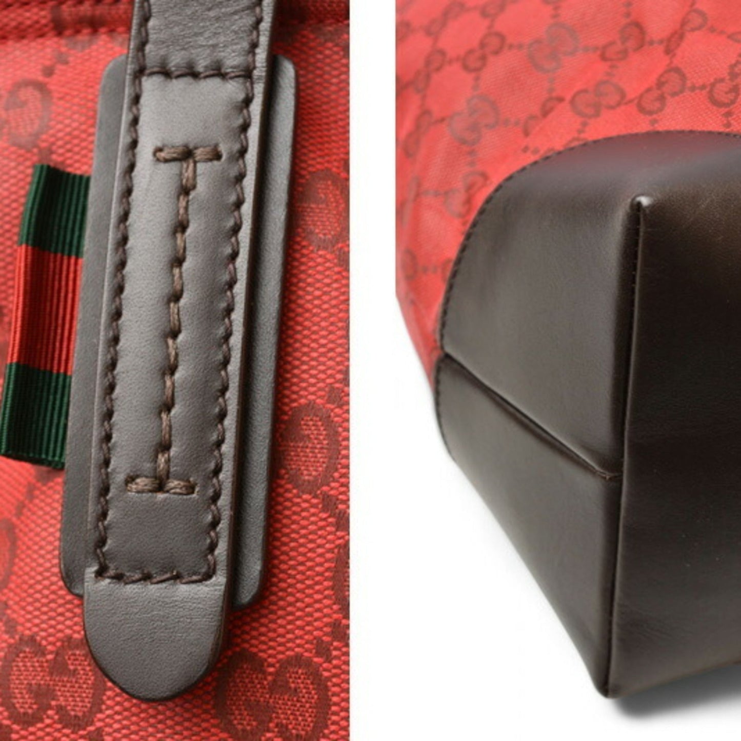 Gucci Dark Red Red Color Coated Canvas Shoulder Bag Tote Bag ( )